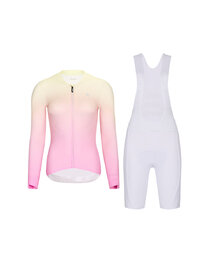 RIVANELLE Cycling long sleeve jersey and bibtights - ELEVATE - white/pink/multicolour